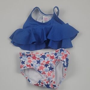Blue Ruffle Bikini with Star Print Bottoms 6-12 Months